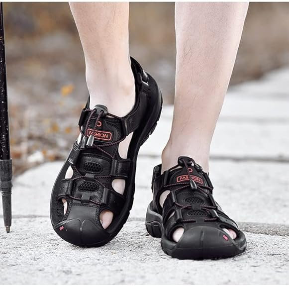 Sandales de sport antidérapantes pour homme, cuir enveloppant, chaussures de loisirs en plein air.
