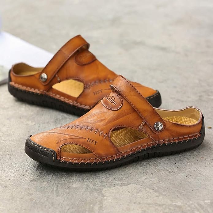Fashion Chaussures décontractées Sandales respirantes en cuir pour hommes (Taille : 45)