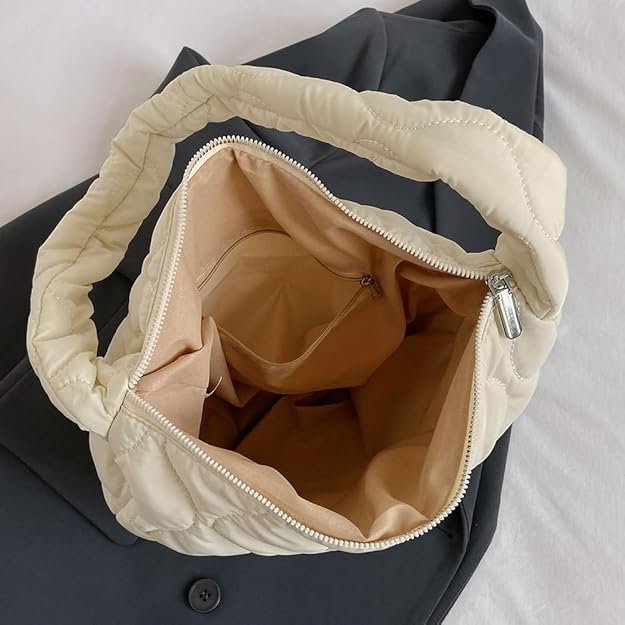 Sac fourre-tout léger polyvalent en duvet pour femme, sac à bandoulière rembourré, grande capacité