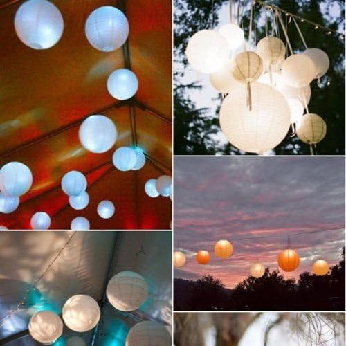Lampion Papier Blanc - 6"(15cm) Lanterne Papier Boule pour Décoration de Mariage, Maison, Fête etc.