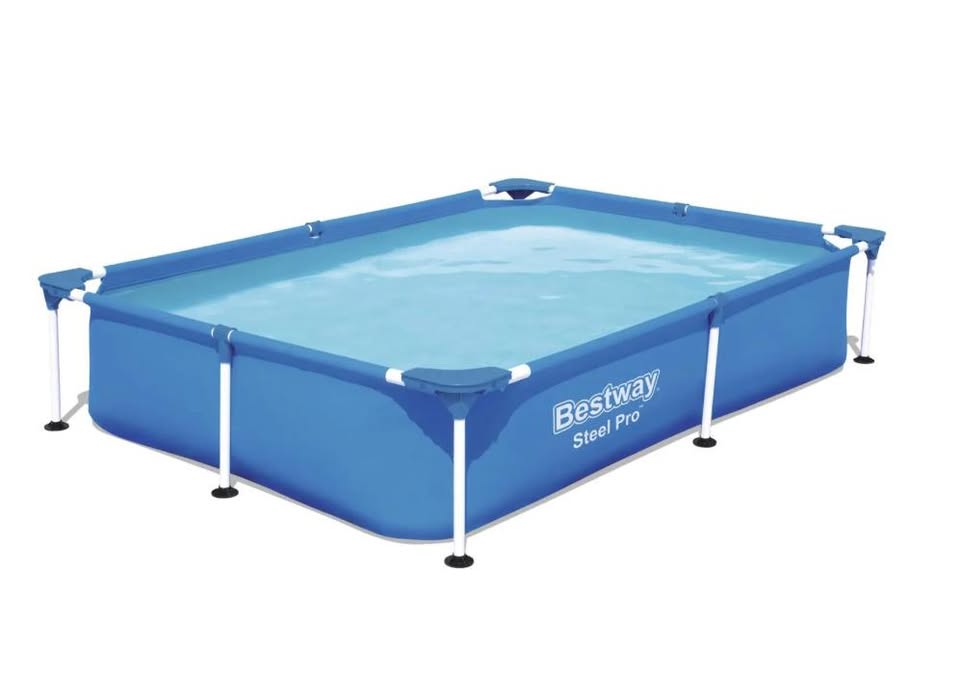 Piscine hors sol rectangle Steel Pro™ 221 x 150 x 43 cm bleu clair
