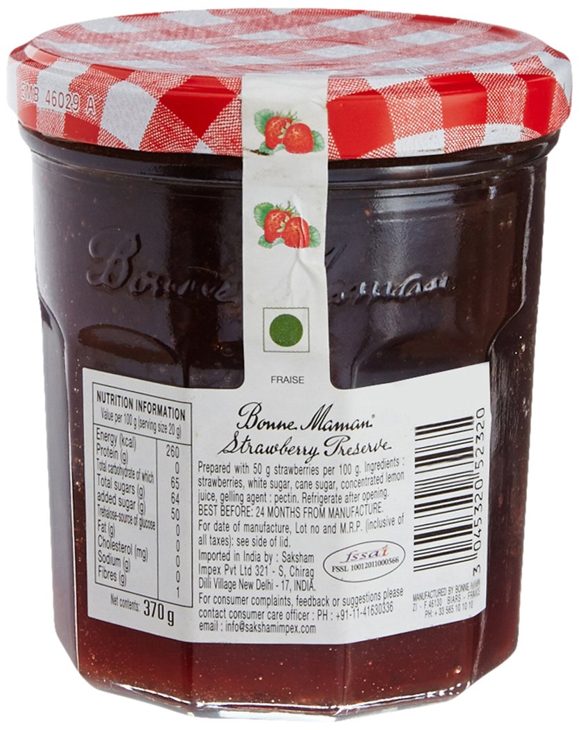 Confiture de fraises Bonne Maman, confiture de fruits marmelade, 13 oz, 28 g