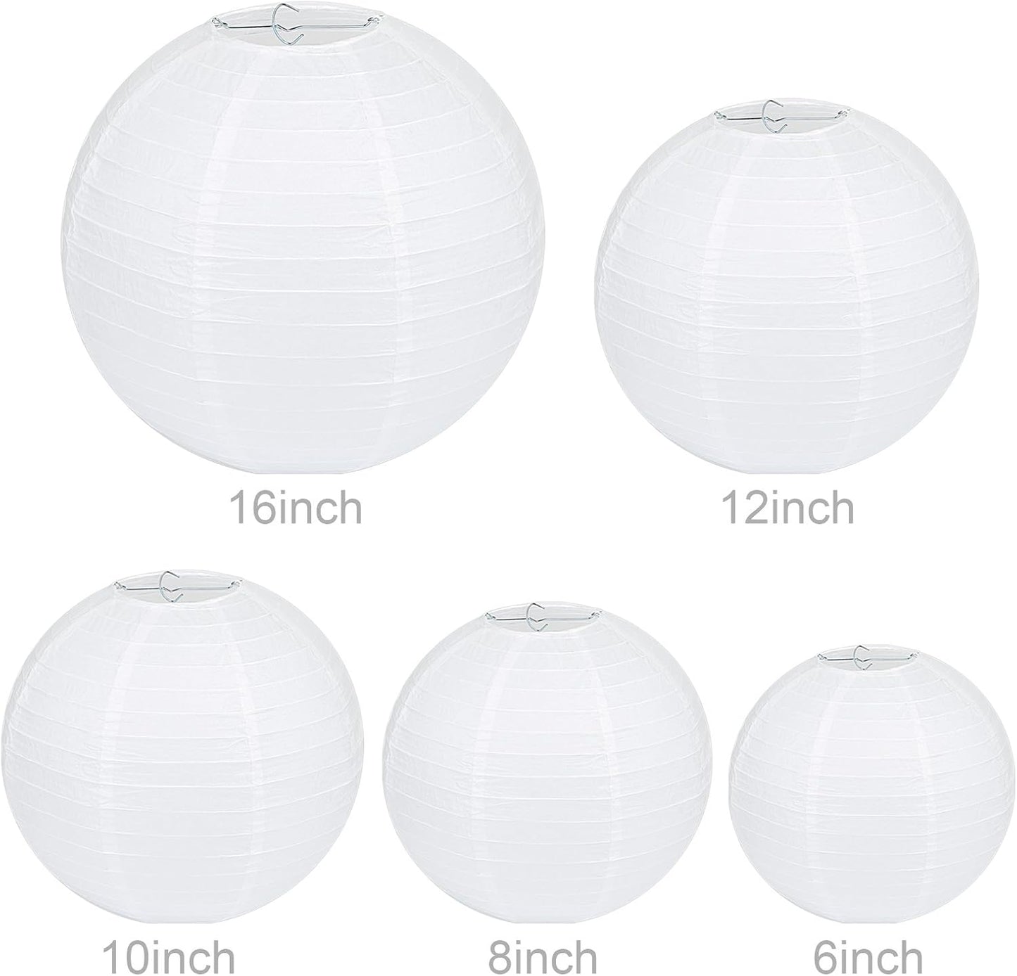 Lampion Papier Blanc - 6"(15cm) Lanterne Papier Boule pour Décoration de Mariage, Maison, Fête etc.