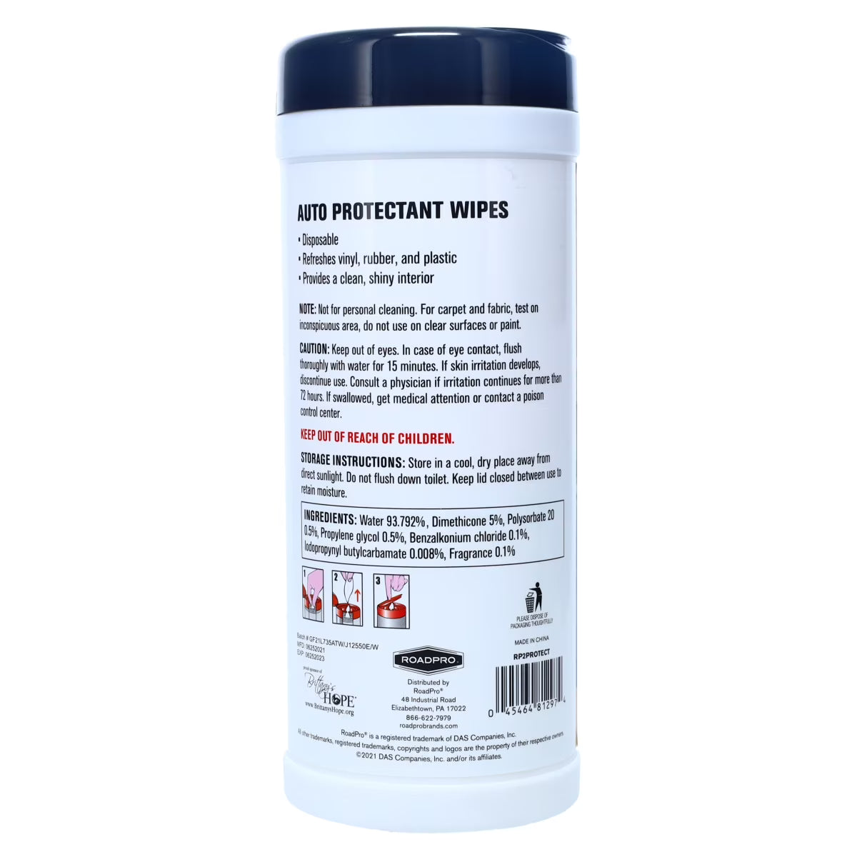 Lingettes protectrices pour voiture Roadpro, multi-surfaces, nettoyage nomade, 60 lingettes,