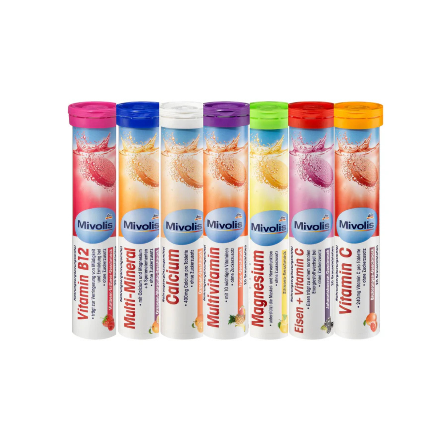 Comprimés effervescents Mivolis Fer + Vitamine C - Compléments alimentaires - 1 sachets de 20 comprimés | Allemagne