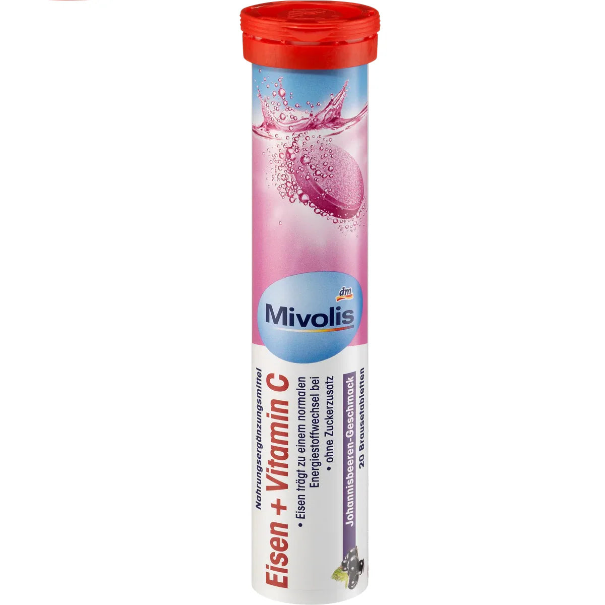 Comprimés effervescents Mivolis Fer + Vitamine C - Compléments alimentaires - 1 sachets de 20 comprimés | Allemagne